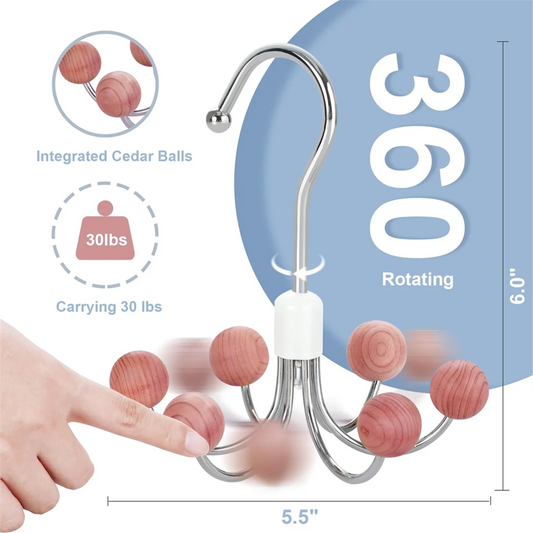 NOCM Hoodie Hangers 2-Pack with 6 Balls, 360°Swivel Purse Hanger, Scarf Hanger, Closet Hooks, Handbag Organizer, Bra Hanger